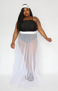 SHEER PLEATED MAXI SKIRT