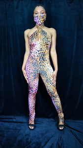 LEOPARD HALTER CATSUIT